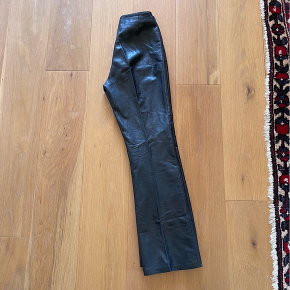 Black leather bootcut pants - Picture 3 of 7